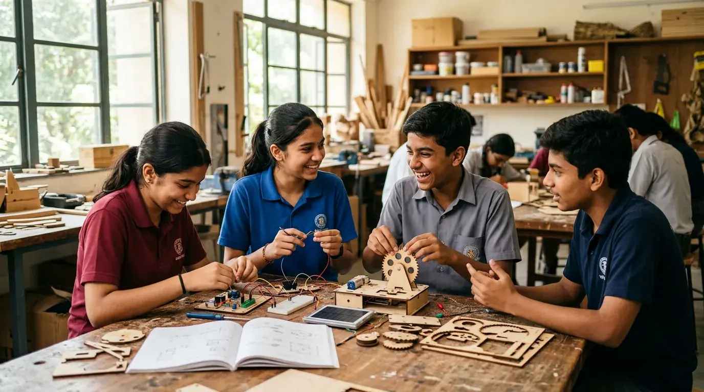 Mirai Experiential School students collaborating on hands-on prototype