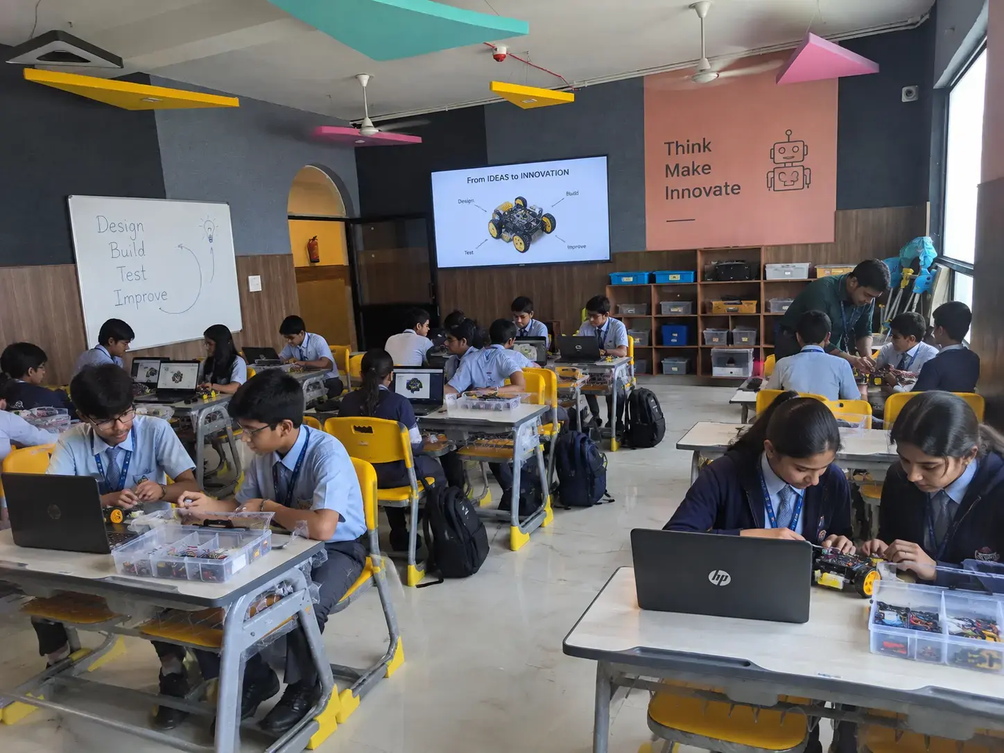 Middle schoolers examining sensor telemetry and algorithmic systems